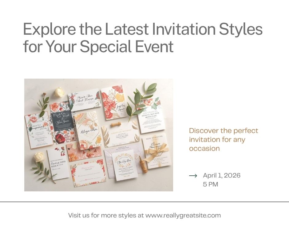 Collage of popular invitation styles including digital, luxury print, and animated formats