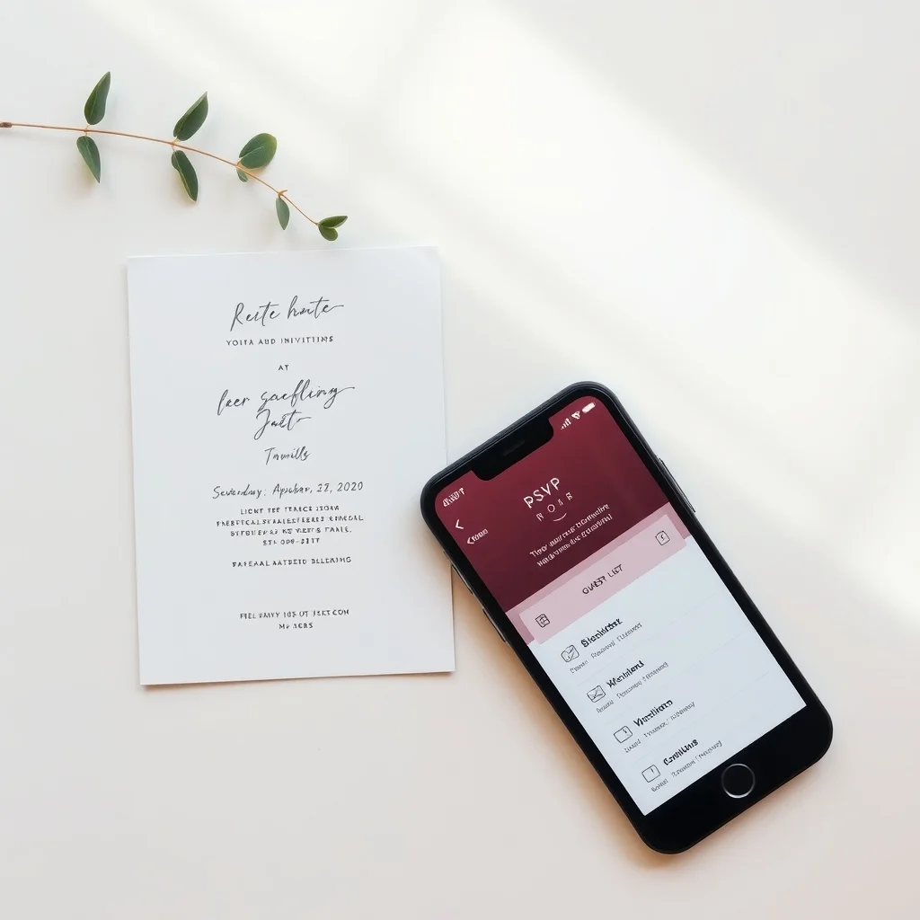 Vergleich digitale vs. gedruckte Einladungen auf Smartphone und als Papierkarte nebeneinander