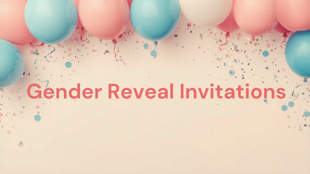 Exciting gender reveal party invitation with pink and blue balloons and question mark design