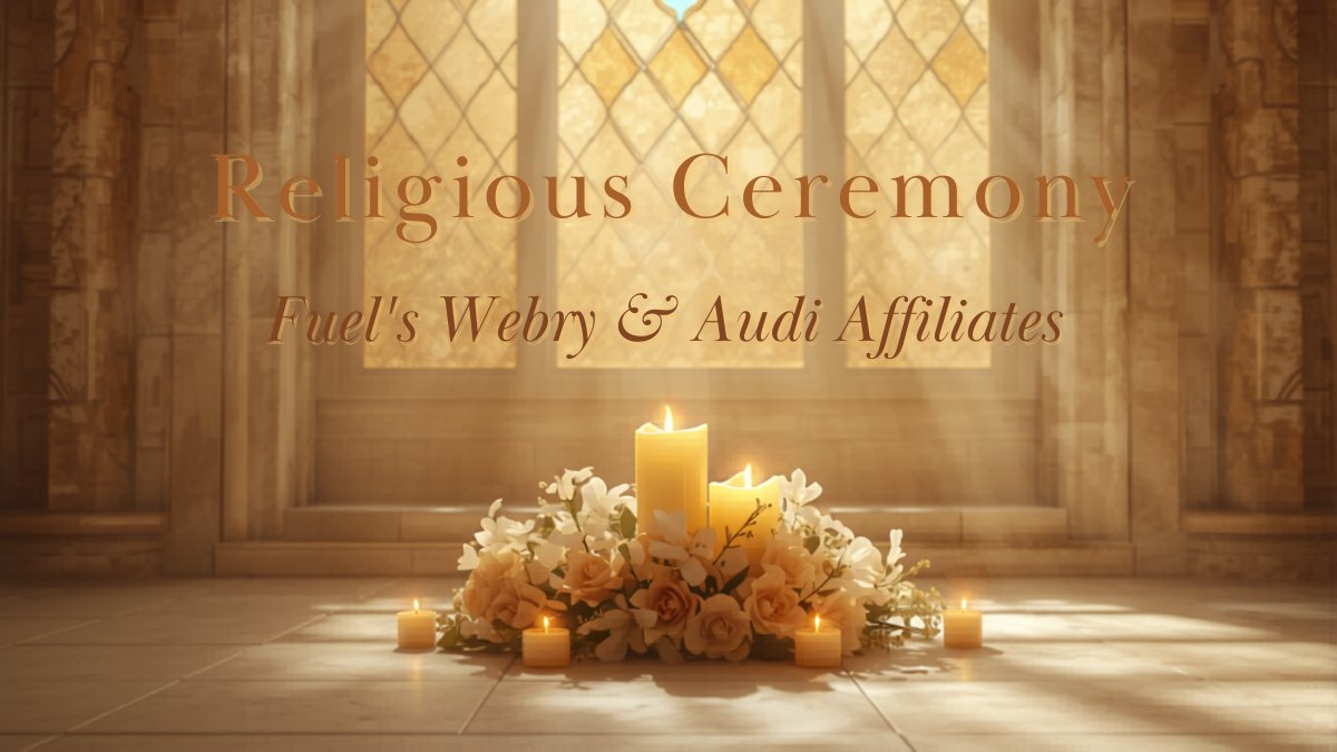 Religious ceremony invitation with cross and floral border on ivory background