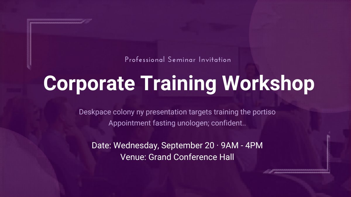 Clean professional seminar invitation with presenter name and outcome-focused title