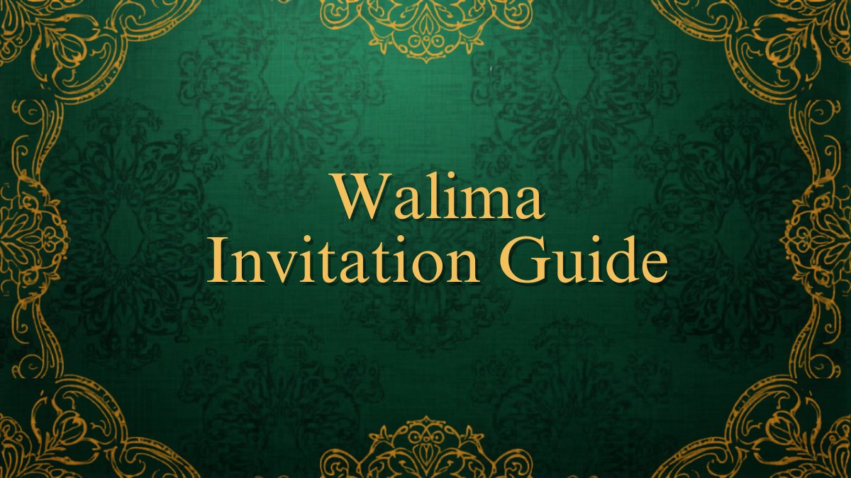 Elegant walima invitation with gold Islamic calligraphy and floral arabesque design