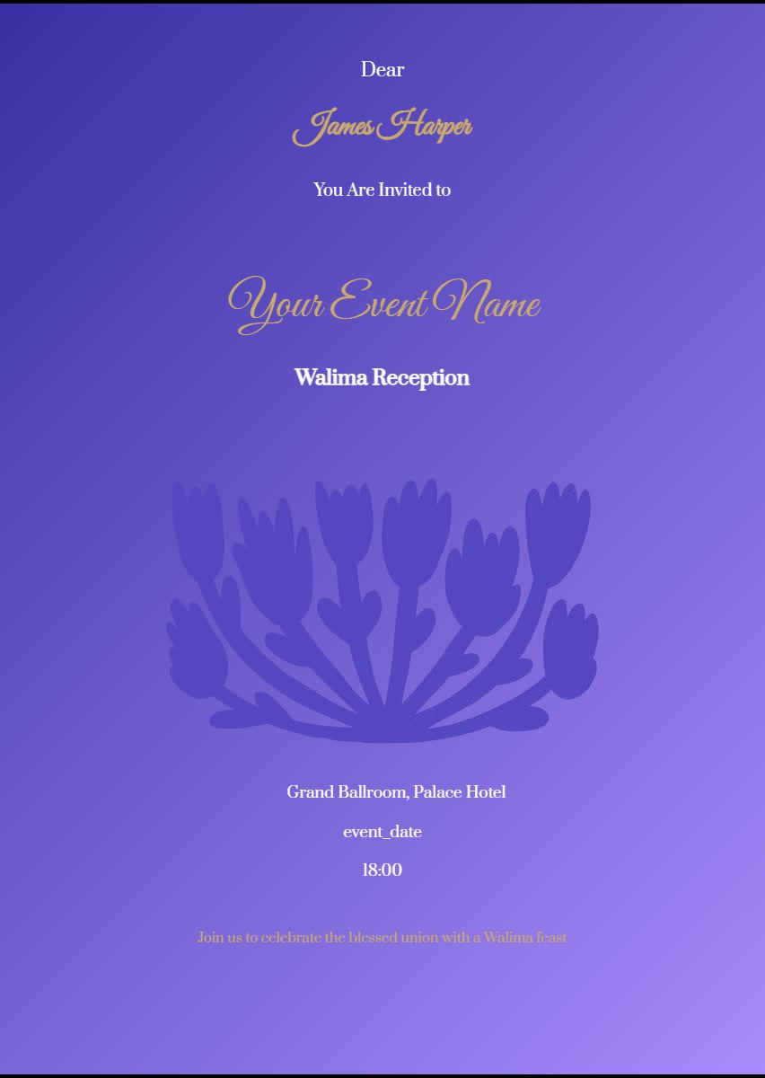 Elegant Gold Walima Invitation digital invitation template, free on Feierpost