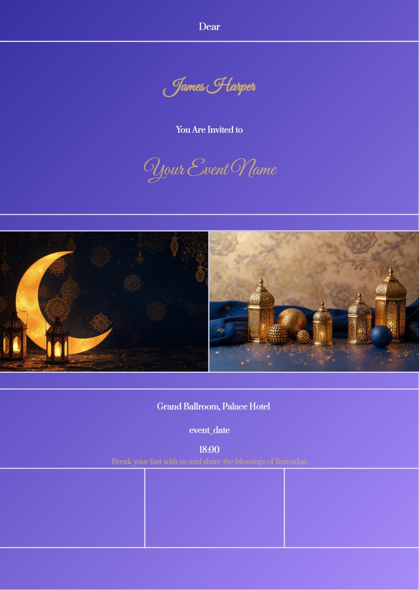 Golden Iftar Party Invitation digital invitation template, free on Feierpost