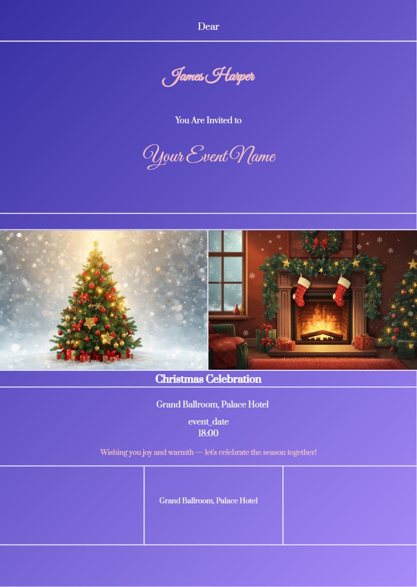 Elegant Christmas Party Invitation digital invitation template, free on Feierpost