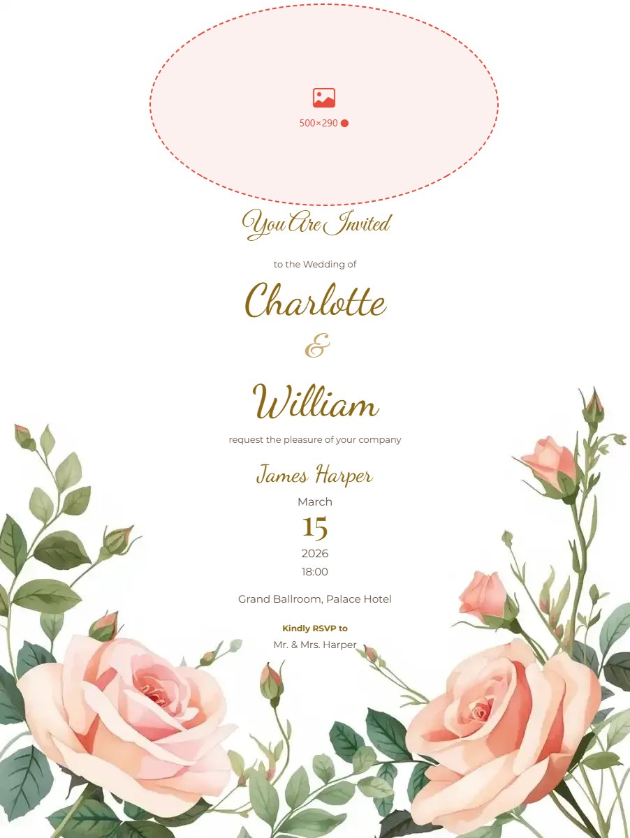 Elegant Floral Wedding Invitation digital invitation template, free on Feierpost