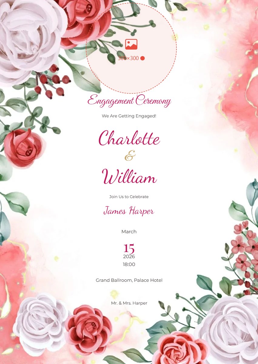 Romantic Floral Engagement Invitation digital invitation template, free on Feierpost