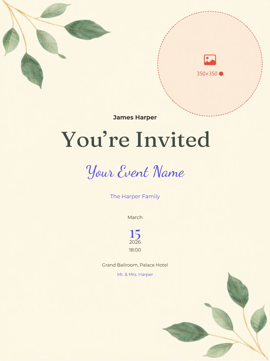 Modern Botanical General Invitation digital invitation template, free on Feierpost