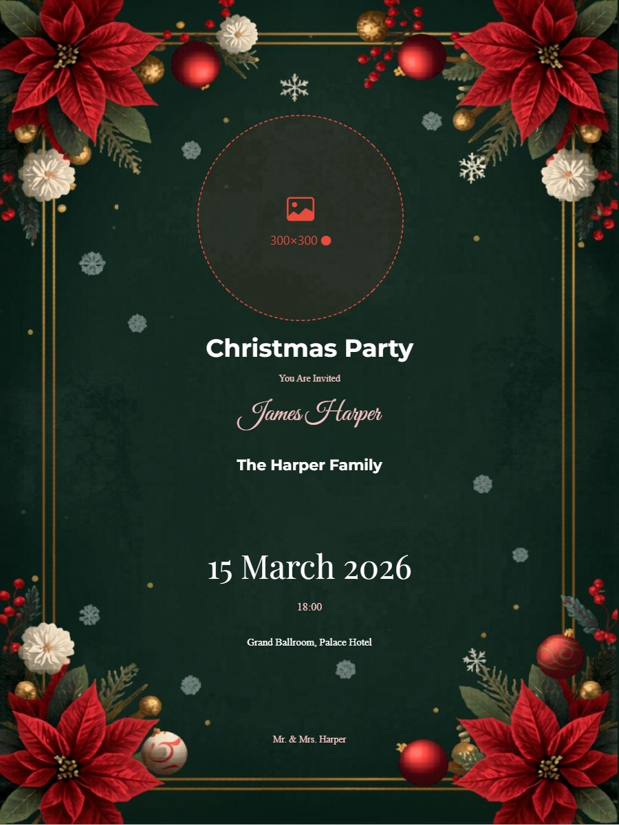 Festive Christmas Holiday Party Invitation digital invitation template, free on Feierpost