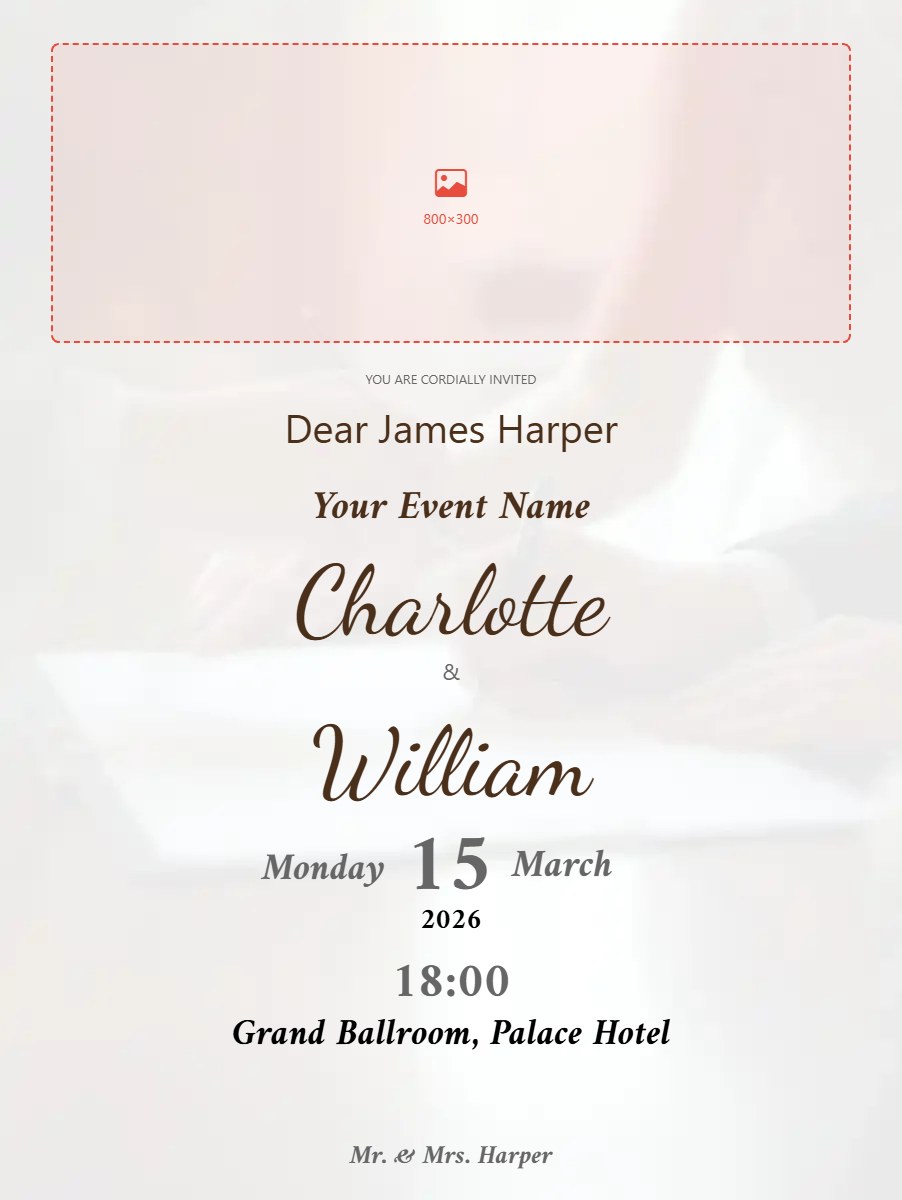 marriage-registration digital invitation template, free on Feierpost