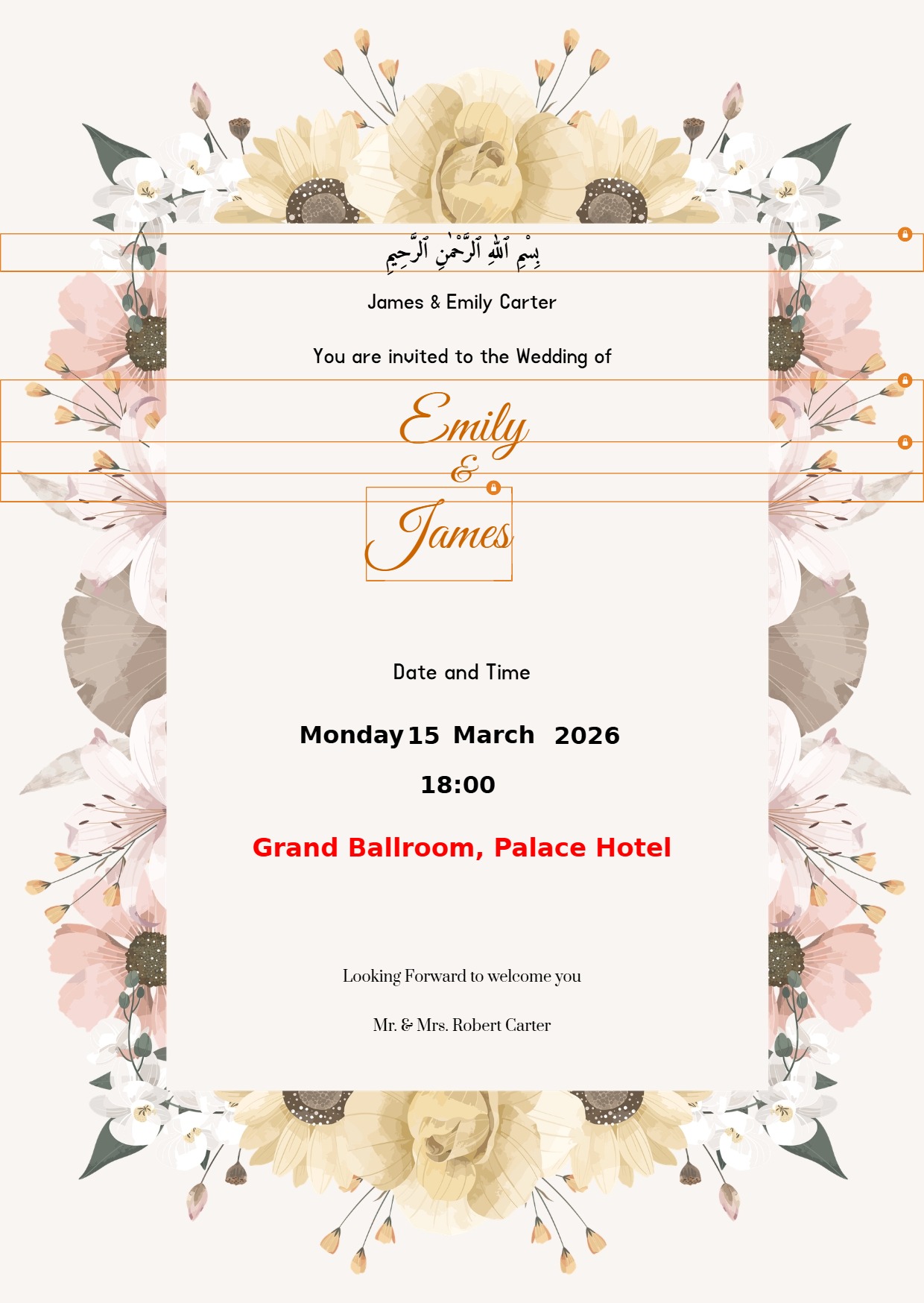 Krem dan Pastel Vintage Pernikahan Undangan digital invitation template, free on Feierpost