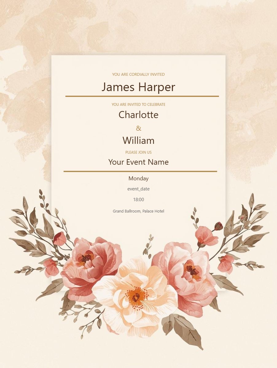 Wedding Ceremony digital invitation template, free on Feierpost