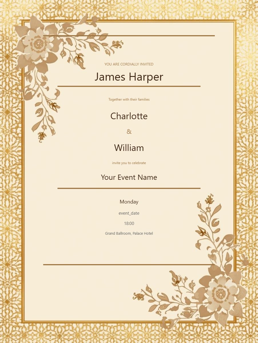 Walima Reception digital invitation template, free on Feierpost