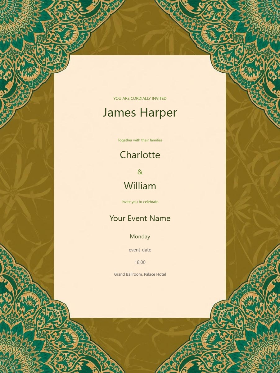 Mehndi Night digital invitation template, free on Feierpost