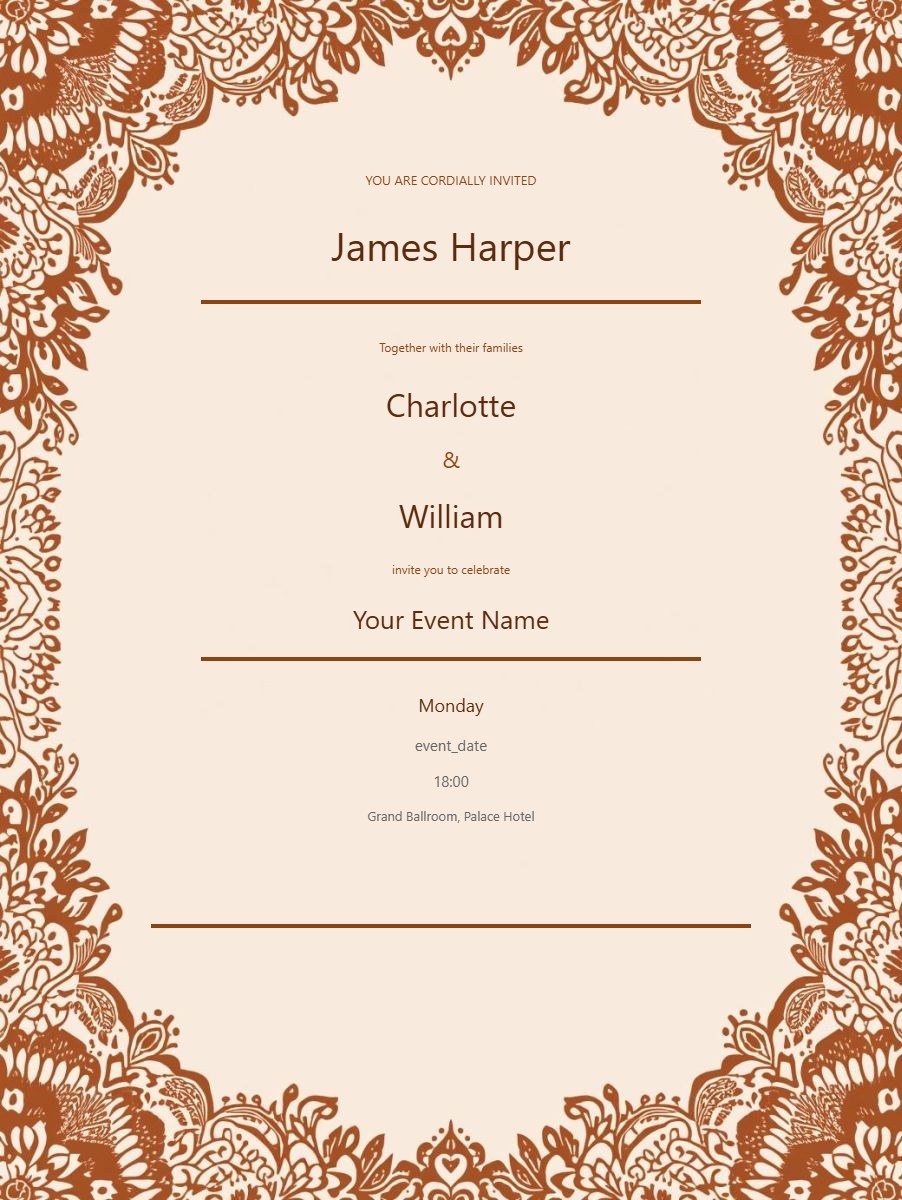 Henna Evening digital invitation template, free on Feierpost