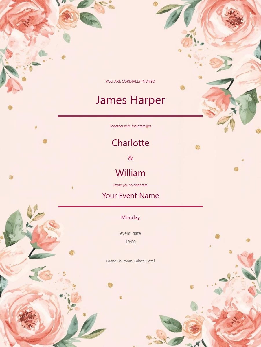 Bridal Shower digital invitation template, free on Feierpost