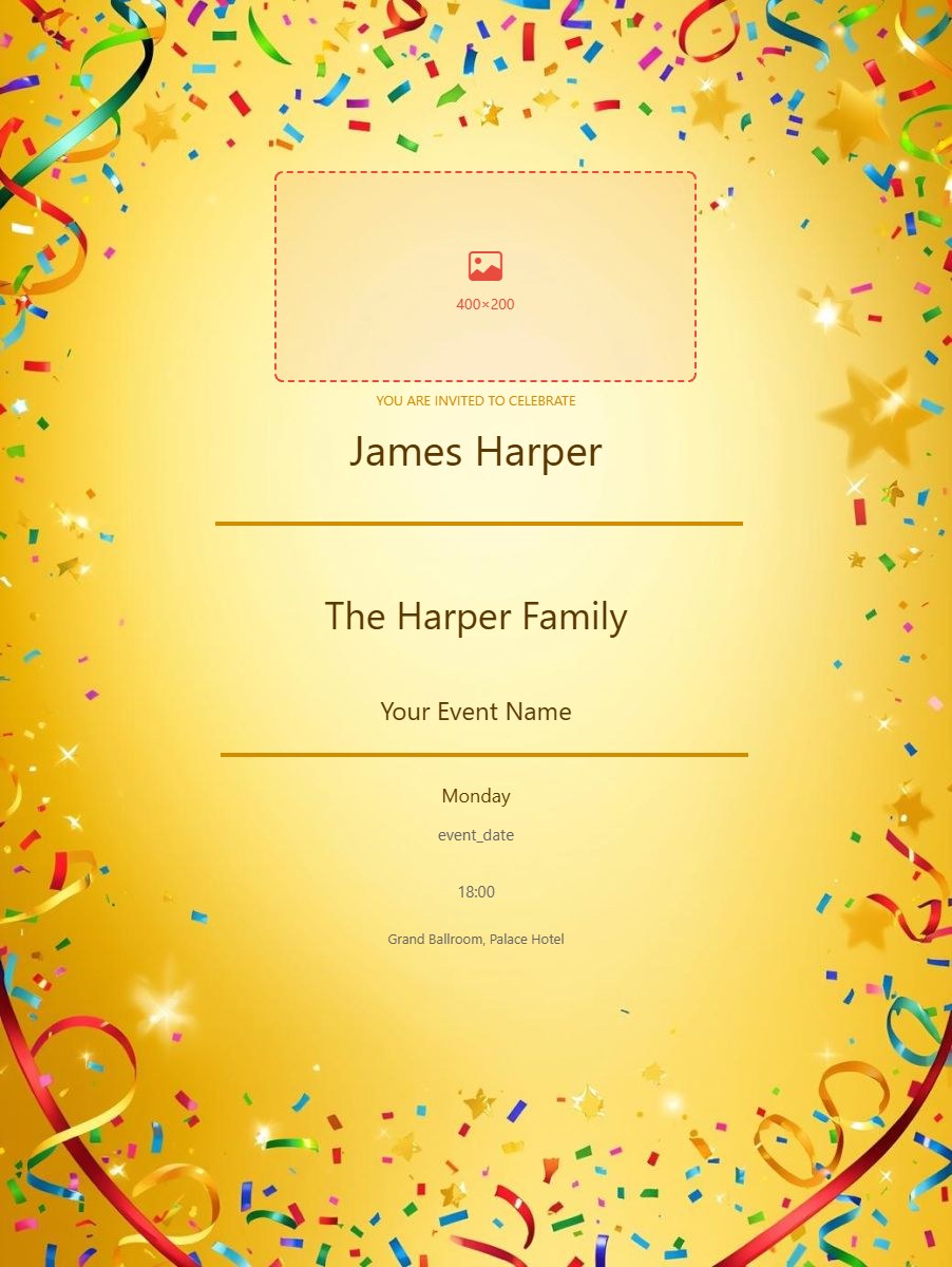 Birthday Party digital invitation template, free on Feierpost