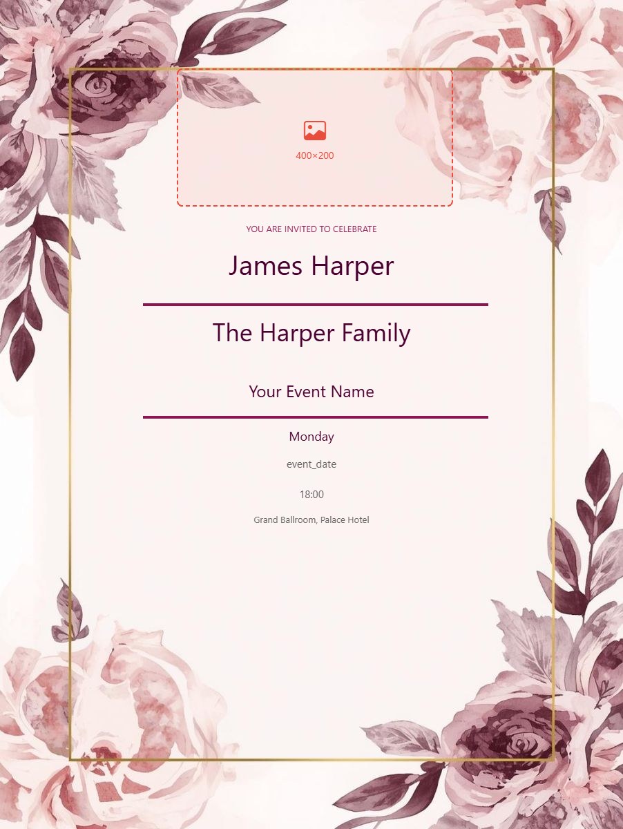 Anniversary Dinner digital invitation template, free on Feierpost