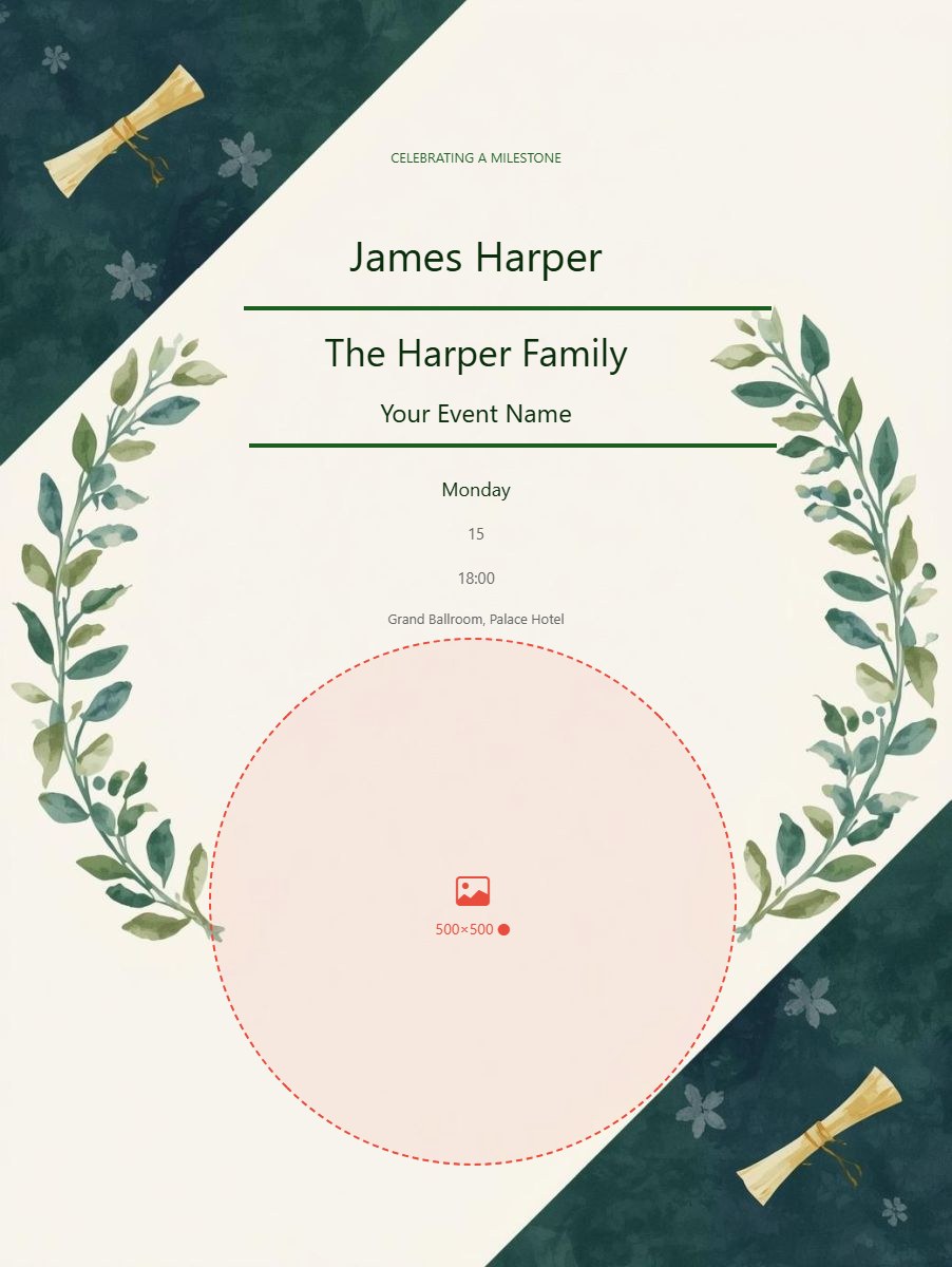 Graduation Ceremony digital invitation template, free on Feierpost