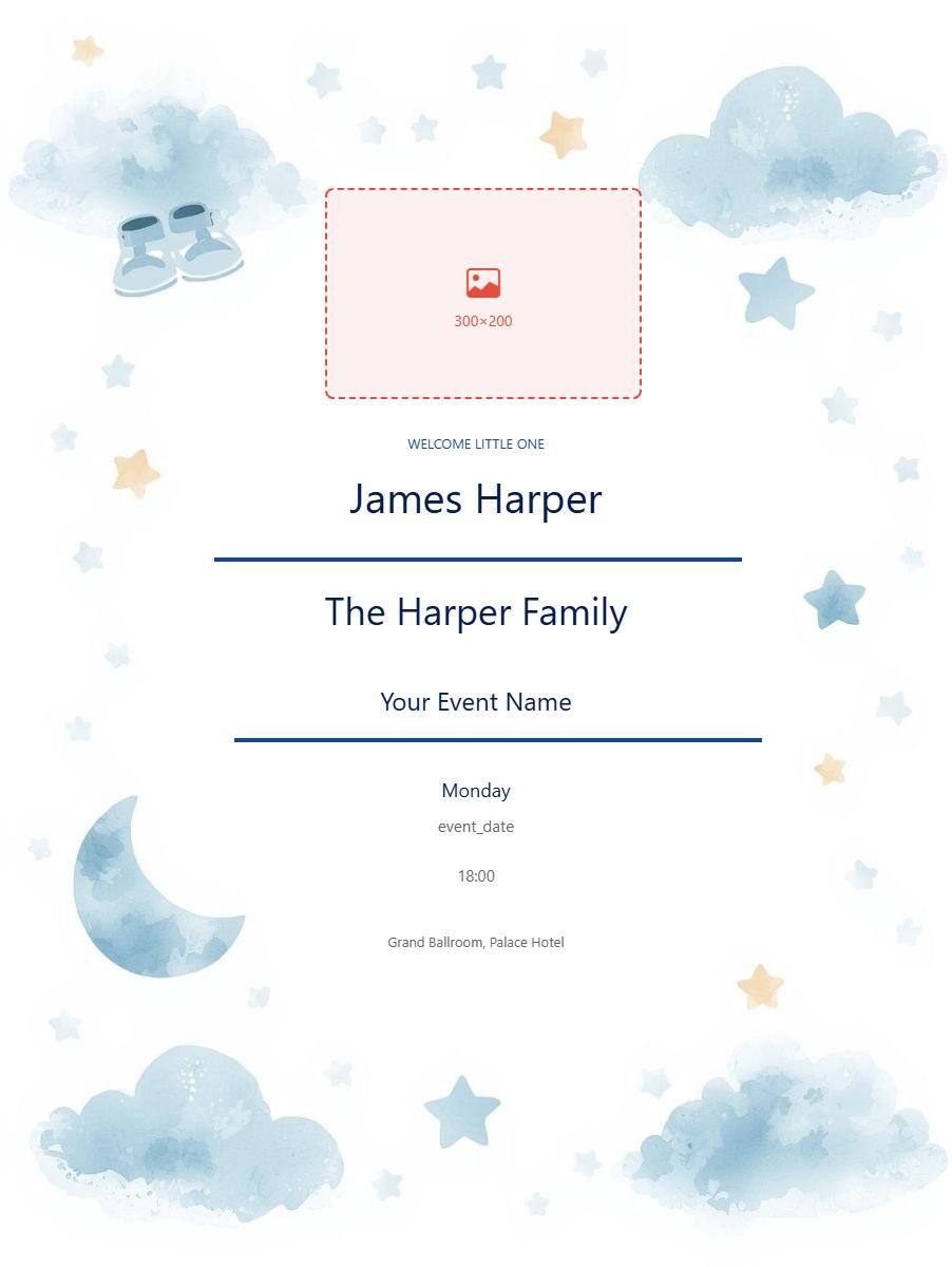 Baby Shower digital invitation template, free on Feierpost