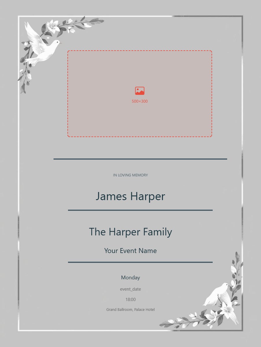 Funeral & Memorial digital invitation template, free on Feierpost