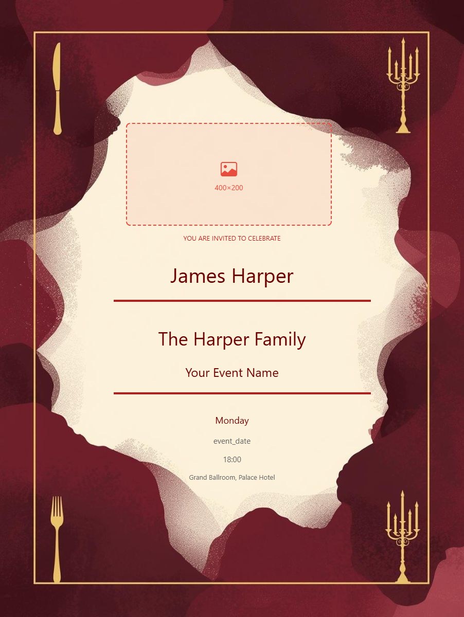 Dinner Party digital invitation template, free on Feierpost