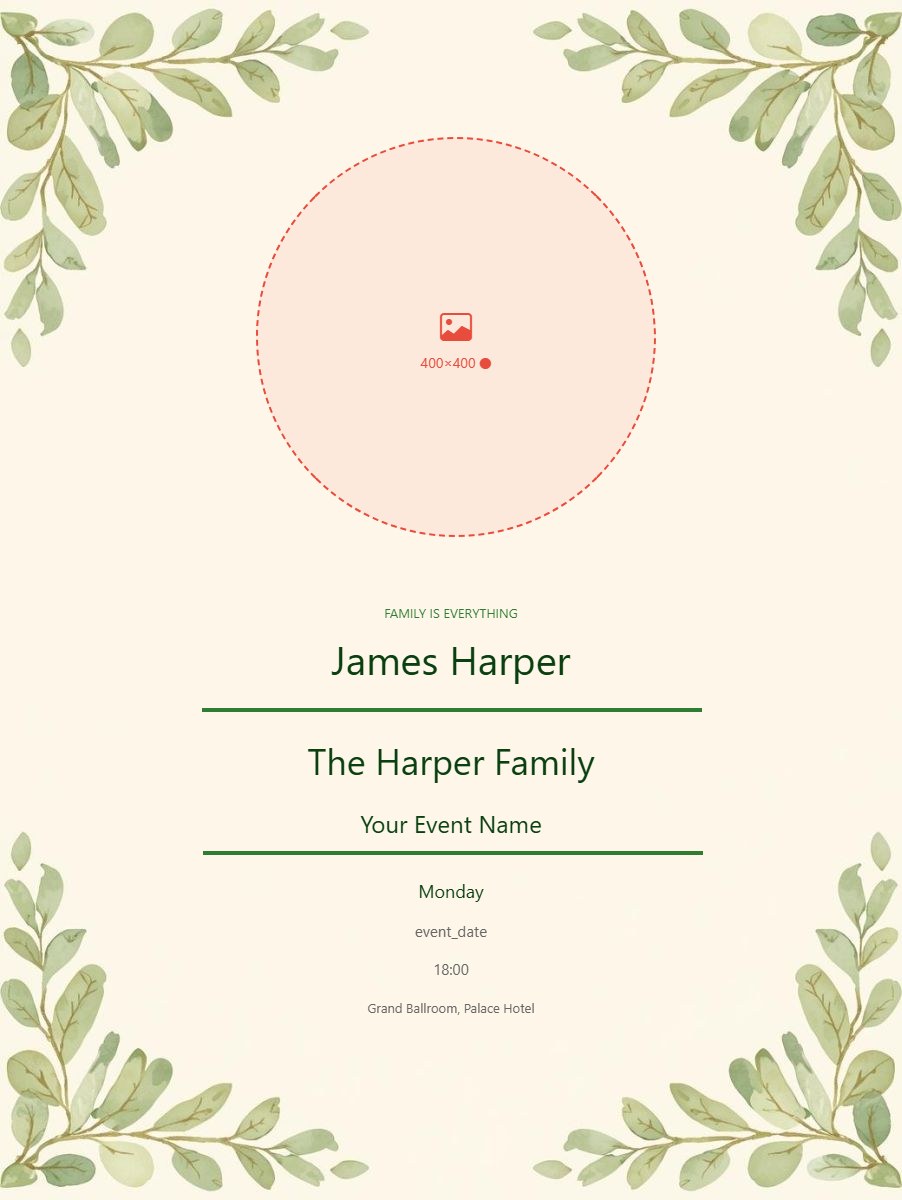 Family Reunion digital invitation template, free on Feierpost