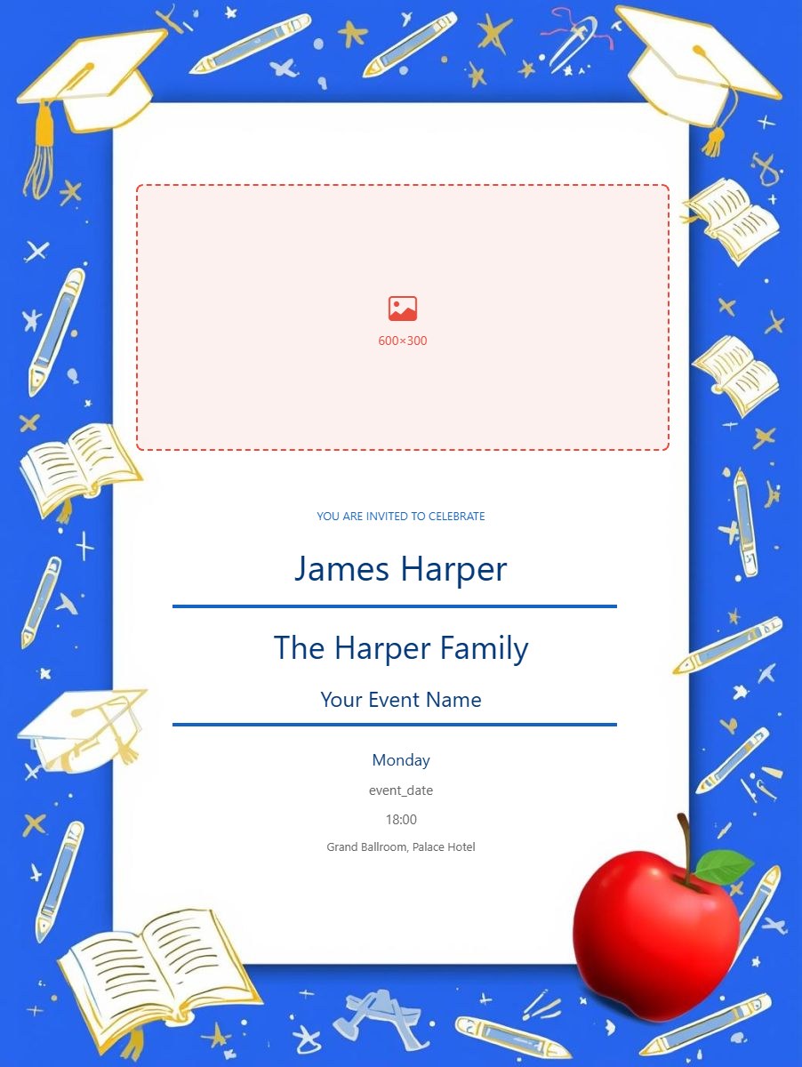 School Event digital invitation template, free on Feierpost