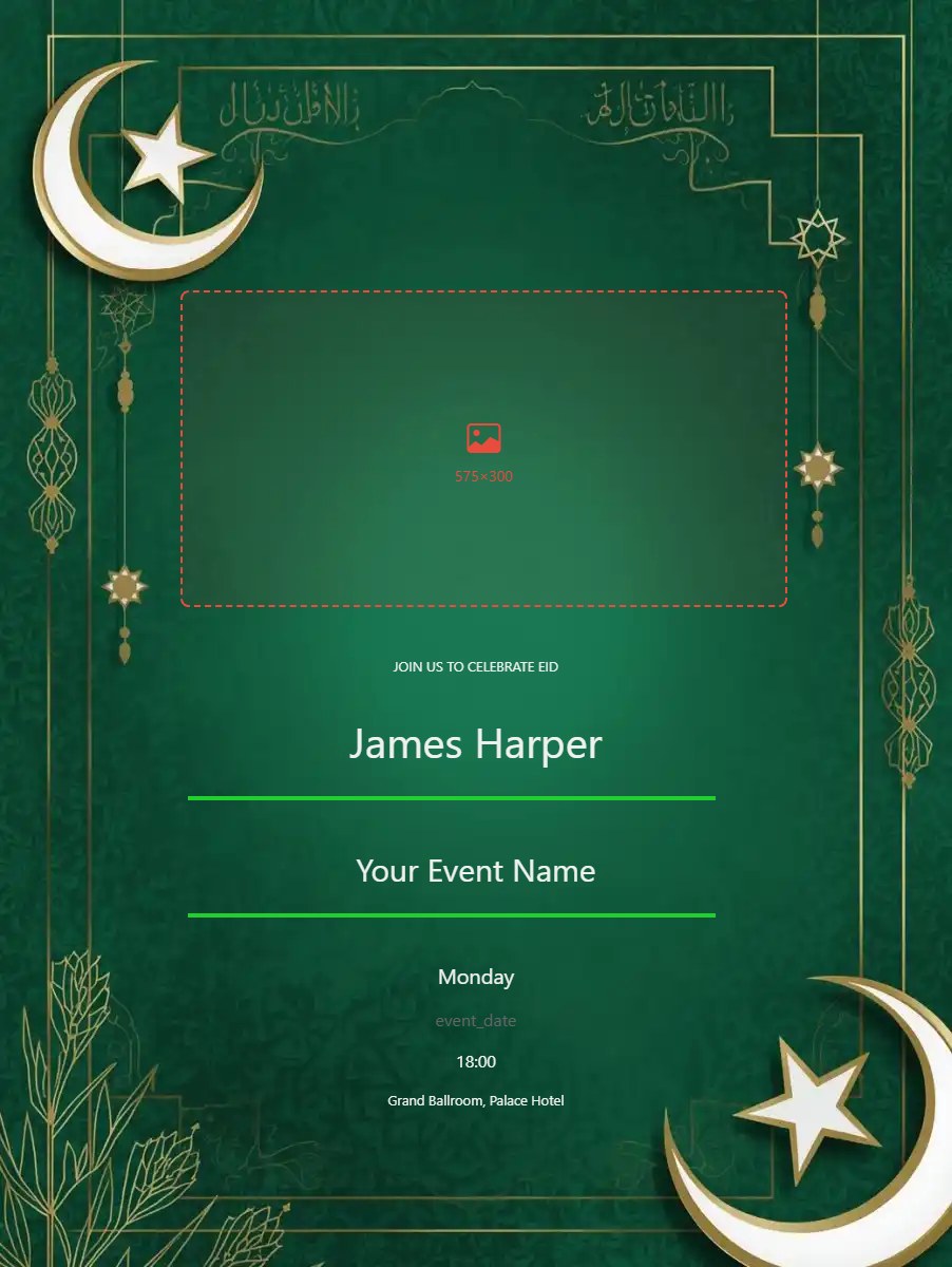 Eid Celebration digital invitation template, free on Feierpost