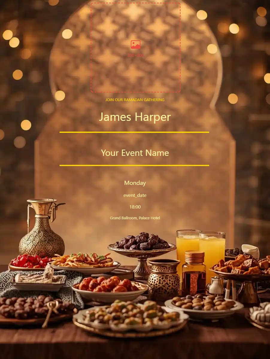 Ramadan Gathering digital invitation template, free on Feierpost