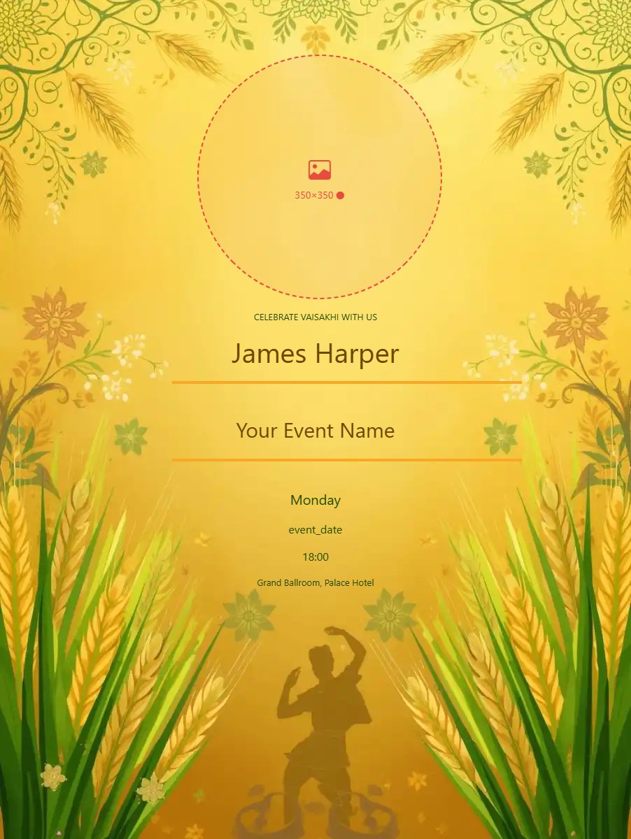 Vaisakhi Celebration digital invitation template, free on Feierpost