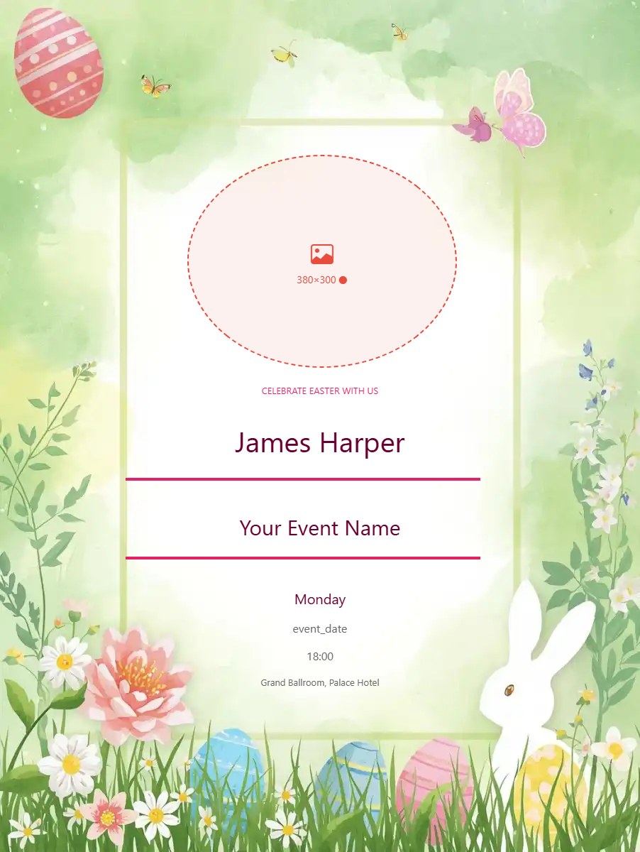 Easter Celebration digital invitation template, free on Feierpost