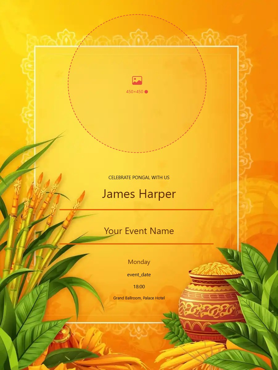 Pongal Celebration digital invitation template, free on Feierpost