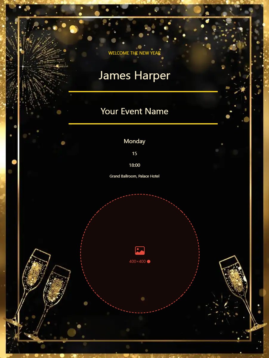 New Year Party digital invitation template, free on Feierpost