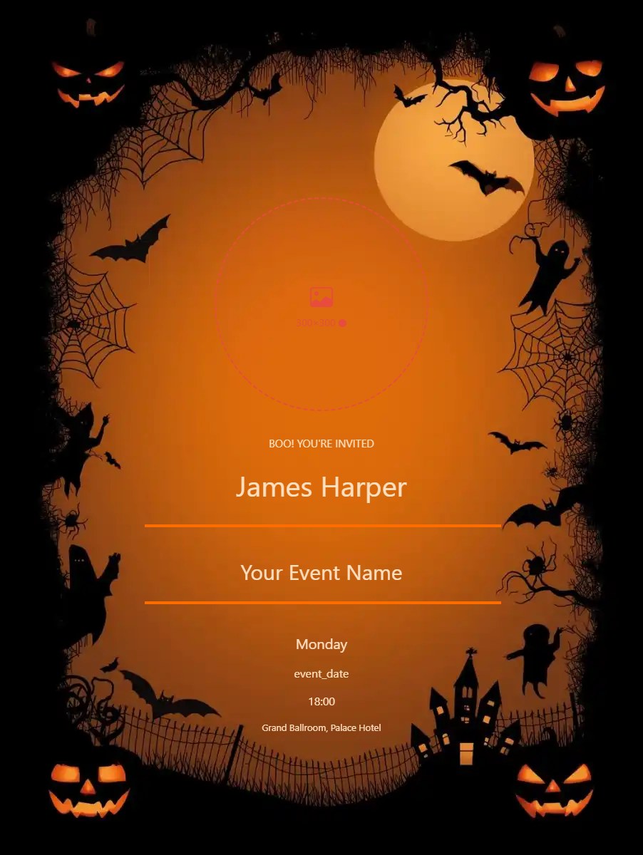 Halloween Party digital invitation template, free on Feierpost