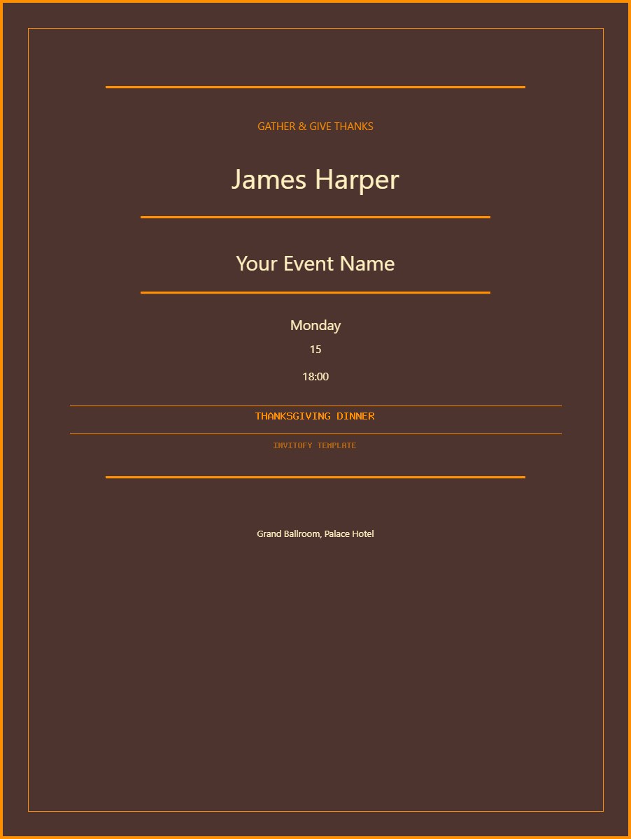 Thanksgiving Dinner digital invitation template, free on Feierpost
