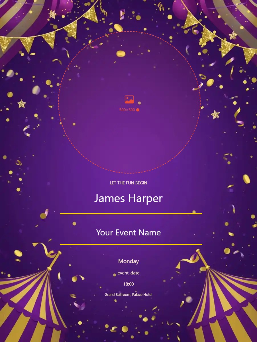 Carnival Party digital invitation template, free on Feierpost